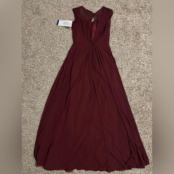 NWT BILL LEVKOFF Jessie Wine Chiffon Sweetheart Princess Bridesmaid Dress 2 - Picture 5 of 11